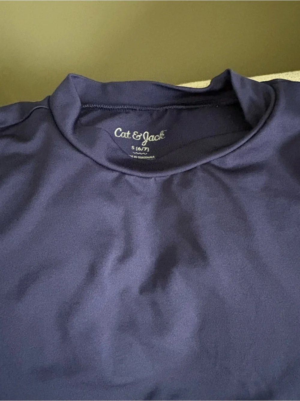 Lands' End Navy Swim Top Neon Lime Stitching 6/7 Sweatshirt Cameo Black  Neon 7